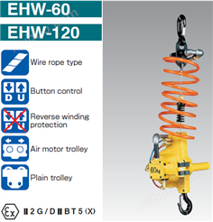 日本远藤ENDO气动葫芦 EHW-60 EHW-120钢索型气动葫芦